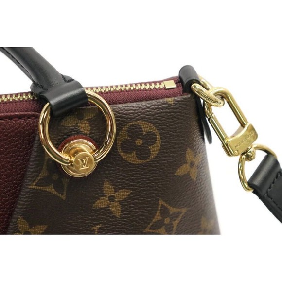 LOUIS VUITTON - Monogram Canvas Brown & Burgundy V TOTE MM Shoulder Bag - Picture 8 of 12